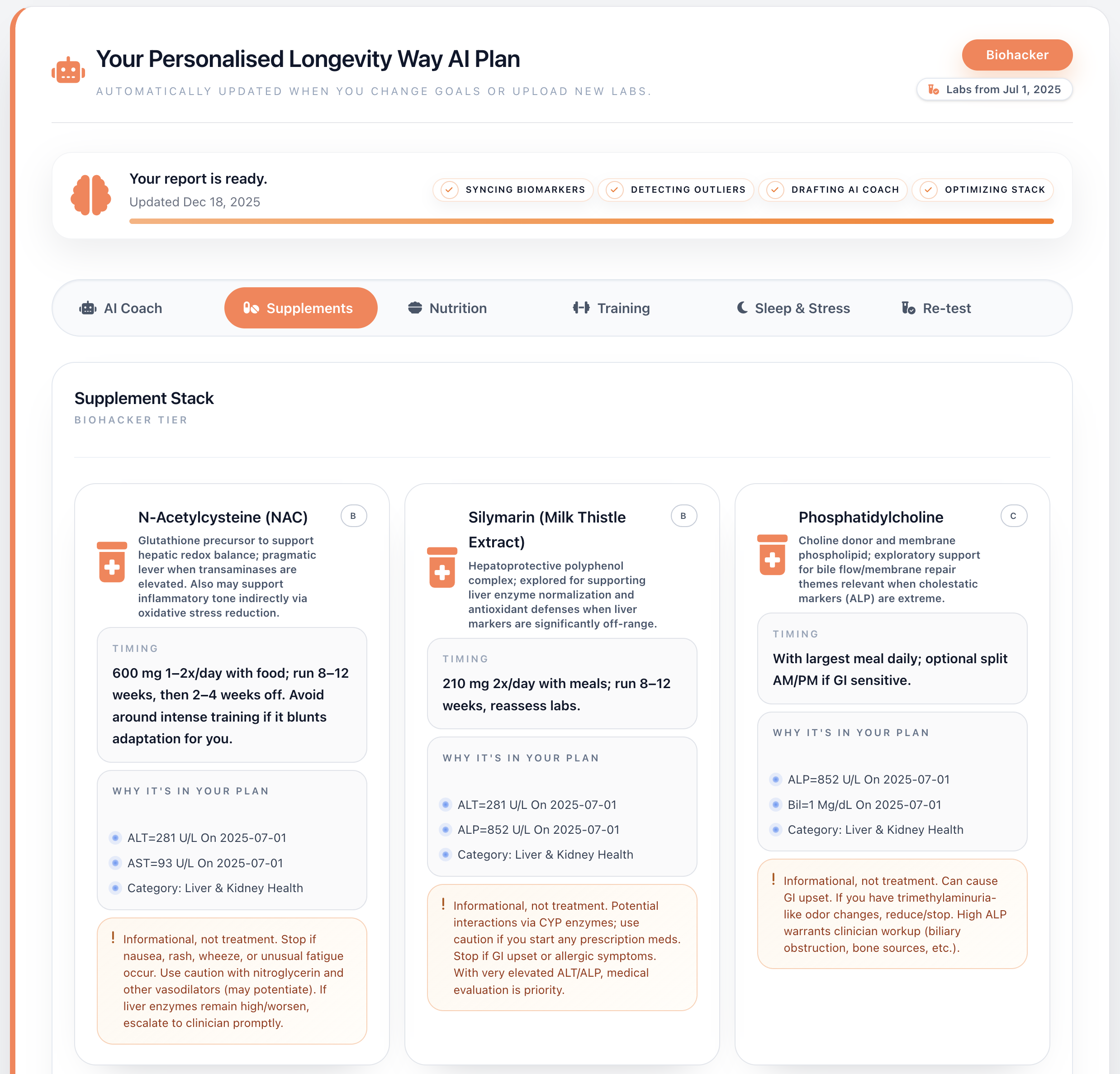 Sample LongevityWay report